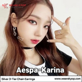 Silver 3-tier chain earrings (Aespa-Karina,Loona-Chu,Fromis9-Leechaeyoung) - 925 Sterling Silver