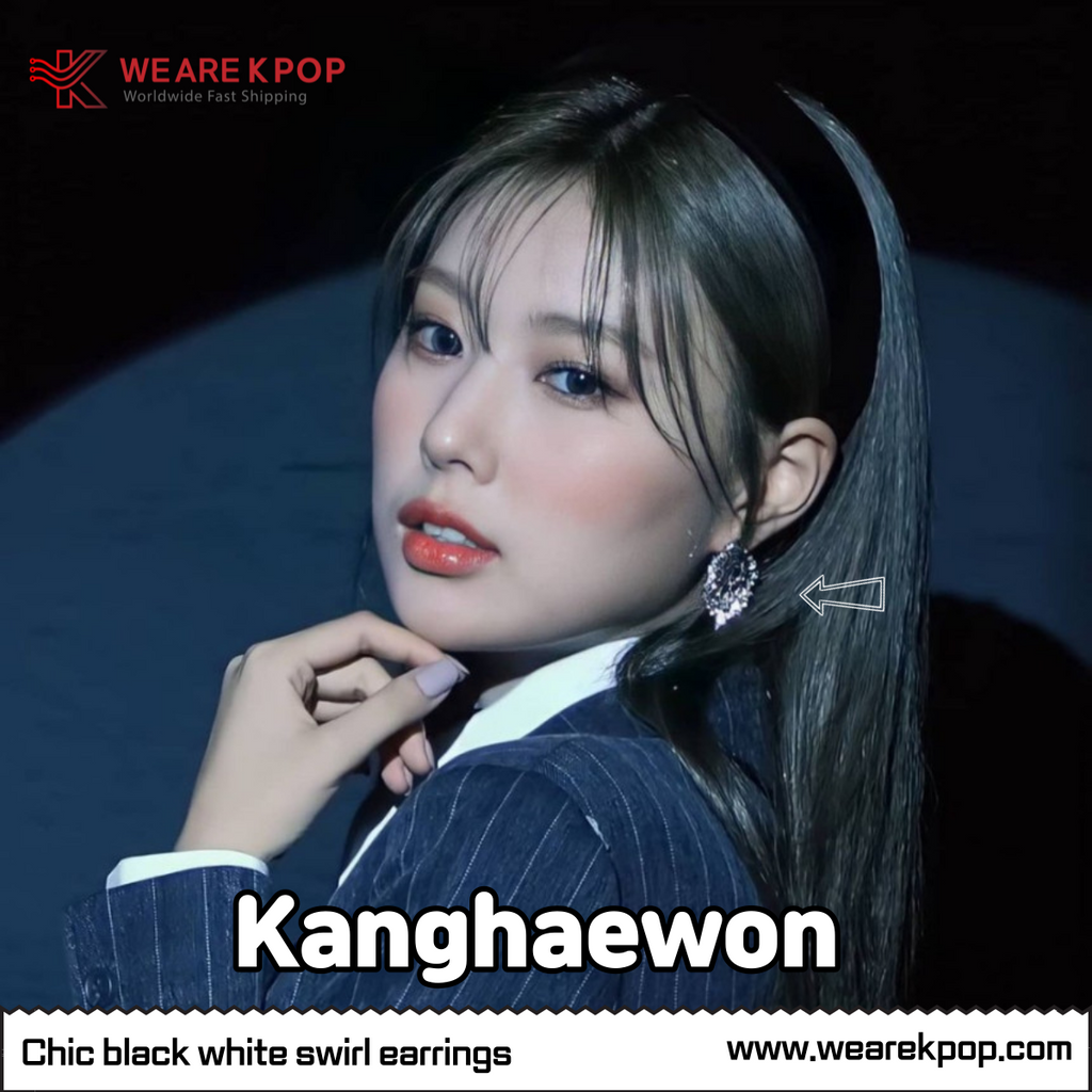 Chic Black White Swallow Earrings (Izone-Kanghaewon) - 925 Sterling Silver - WE ARE KPOP