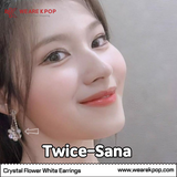Crystal Flower White Earrings(Twice-Sana) - 925 Sterling Silver
