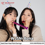 Gold Chain Pearl Point Earrings (WJSN-Bona) - 925 Sterling Silver - WE ARE KPOP