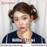 Mini Check Heart Daily Earring(Billlie-Tsuki) - 925 Sterling Silver