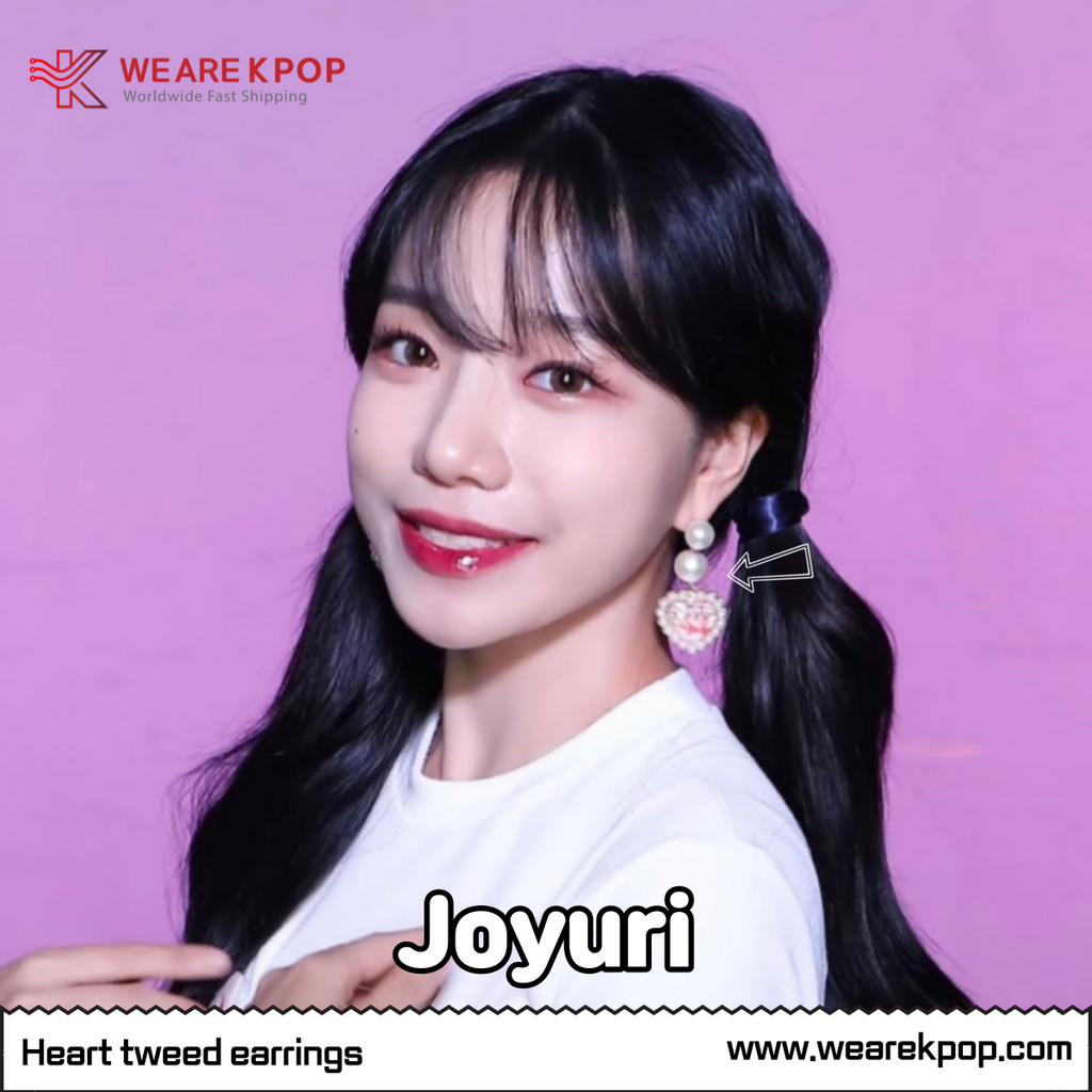 Heart tweed earrings(Joyuri) - 925 silver - WE ARE KPOP