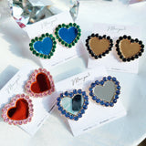 Mirror Heart Cubic Bold Earrings (Leesabae) - 925 silver - WE ARE KPOP