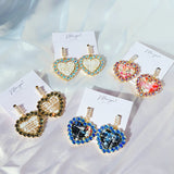 925 silver Accessories - Tweed Cubic Lovely Heart Drop Earrings (Ive-jangwonyoung,Liz,kara-Heoyoungji) WE ARE KPOP
