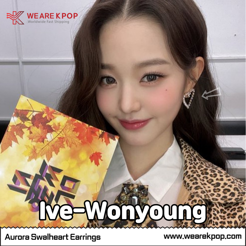 Aurora Swal Heart Earring (Wooah!-Wooyeon,Apink-Namju,Ive-Jangwonyoung) - 925 Sterling Silver WE ARE KPOP - KPOP ALBUM STORE