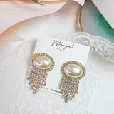 Pearl Gold Line Point Earrings (Blackpink-Jisoo) - 925 Sterling Silver