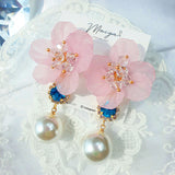 Lovely Pink Flower Drop Swallow Earring (DREAMCATCHER-Jiu, RocketPunch-Dahyun) - 925 Sterling Silver - WE ARE KPOP