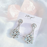 Crystal Flower White Earrings(Twice-Sana) - 925 Sterling Silver